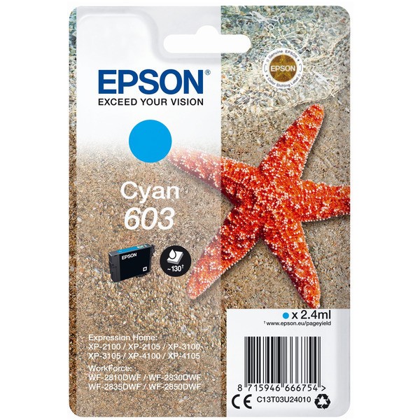 Epson Tintenpatrone cyan 603 C13T03U24010