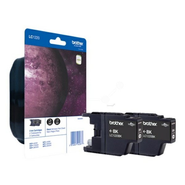 Brother Tintenpatrone schwarz Doppelpack  LC1220BKBP2DR