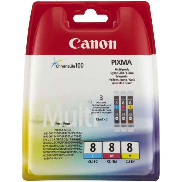 Canon Tintenpatrone MultiPack C,M,Y CLI-8 0621B029