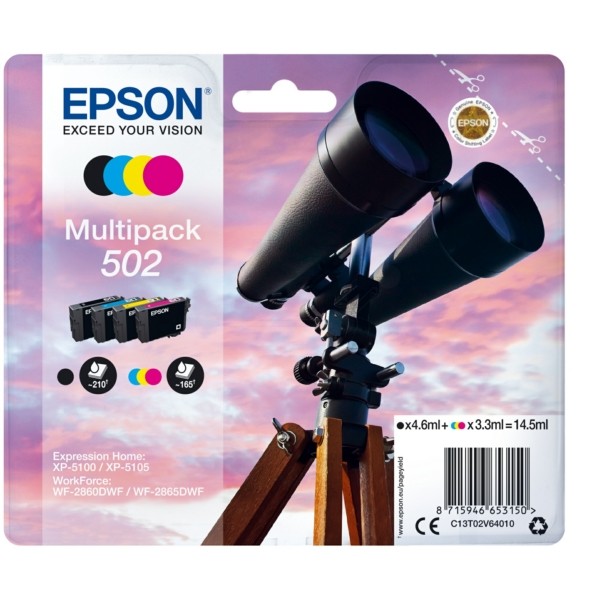 Epson Tintenpatrone MultiPack Bk,C,M,Y 502 C13T02V64010
