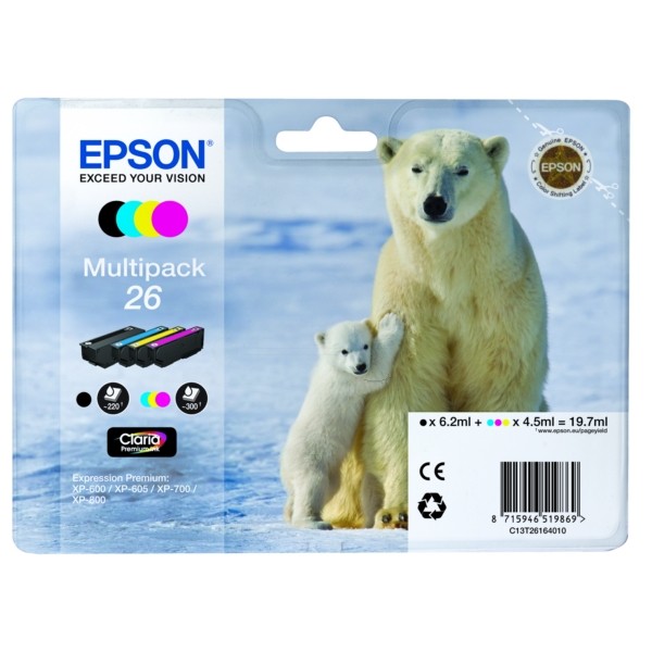 Epson Tintenpatrone MultiPack Bk,C,M,Y 26 C13T26164010