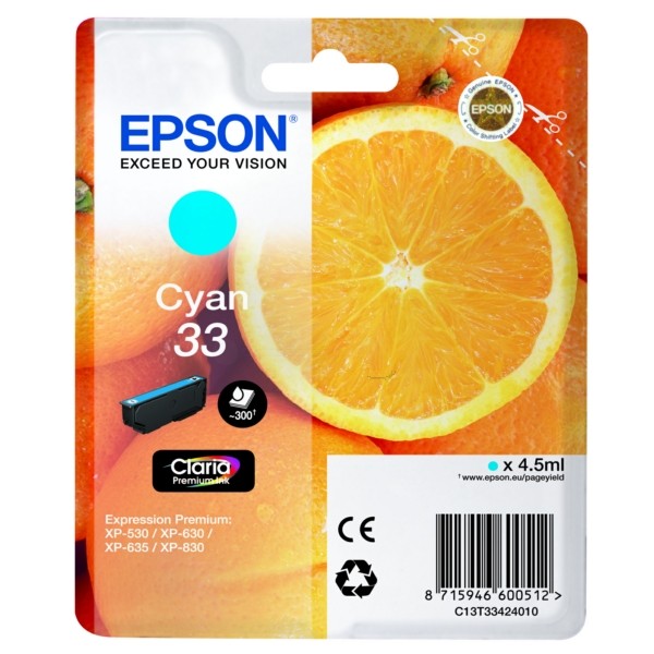 Epson Tintenpatrone cyan 33 C13T33424010