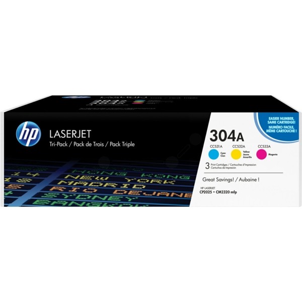HP Tonerkartusche MultiPack C,M,Y 304A CF372AM