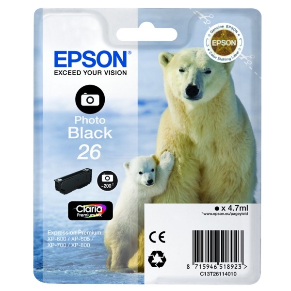 Epson Tintenpatrone schwarz foto 26 C13T26114010