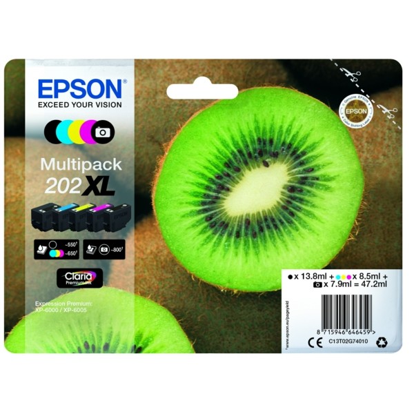 Epson Tintenpatrone MultiPack Bk,PhBk,C,M,Y 202XL C13T02G740